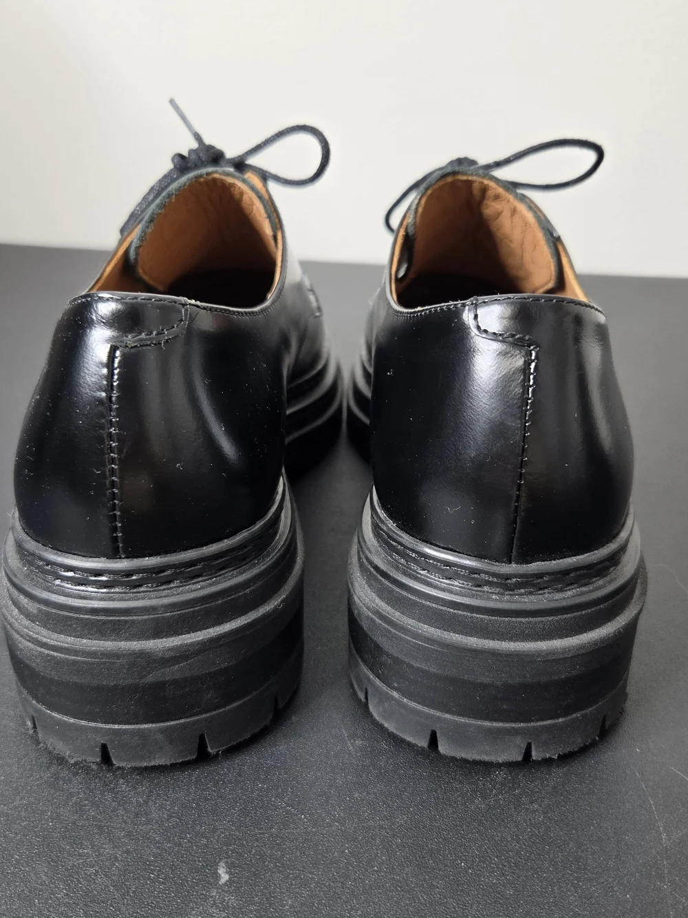 Bobbies Paris Chunky Oxford Black Leather Shoes
